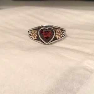 Retired James Avery Garnet Heart Ring
